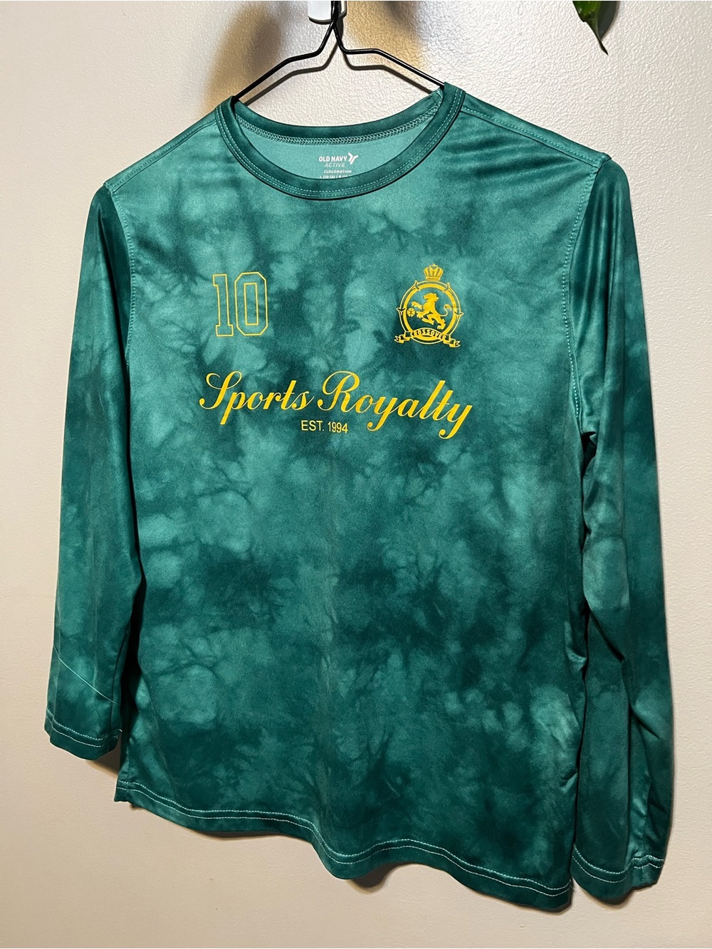 Old Navy Green Tie-Dye Long-Sleeve "Sports Royalty" Tee